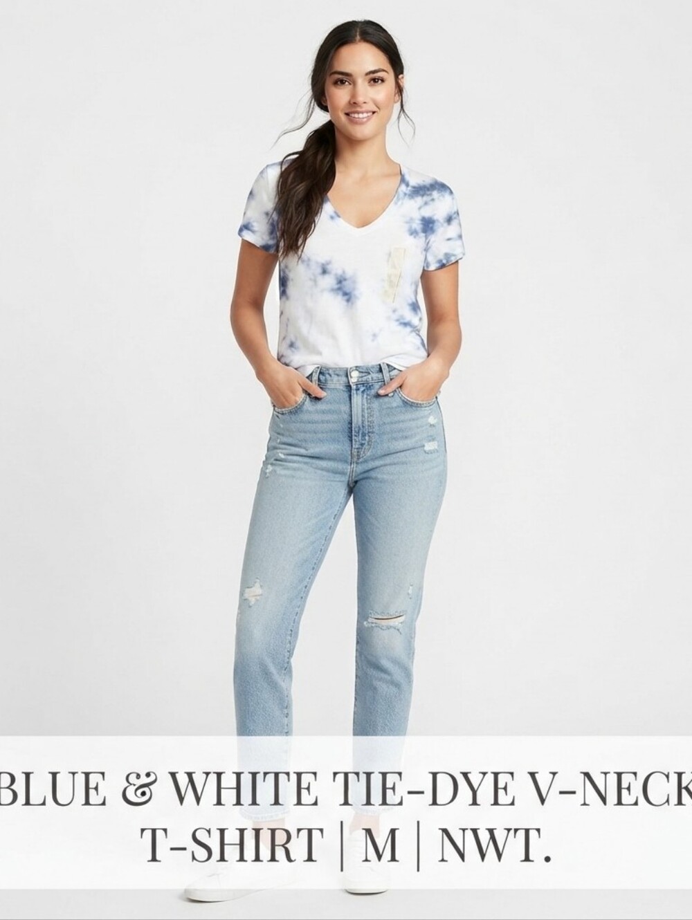 🌟 Universal Thread Short Sleeve Blue Tie Dye Top